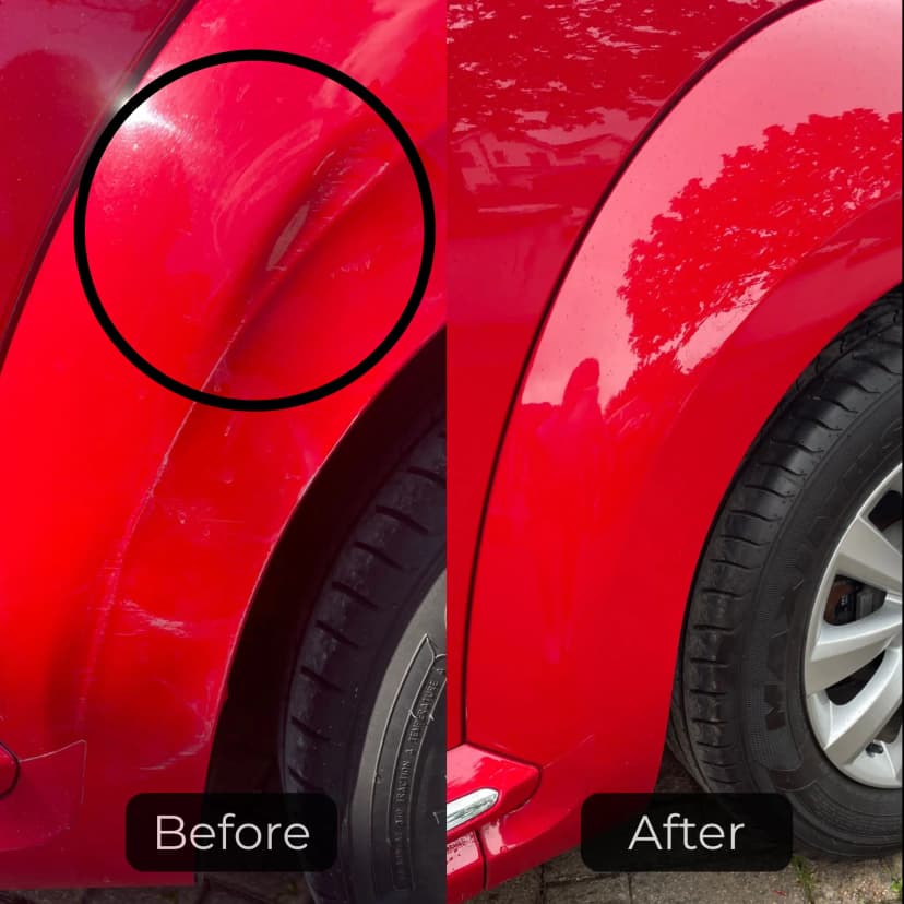 Photo of paintless dent repair before and after 9